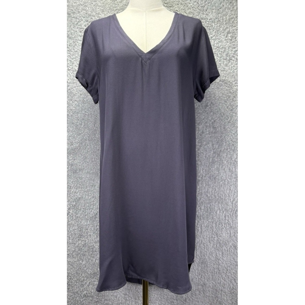 Cloth & Stone Crispin Midi Tunic Dress Gray V Neck Casual Relaxed Soft Boho M